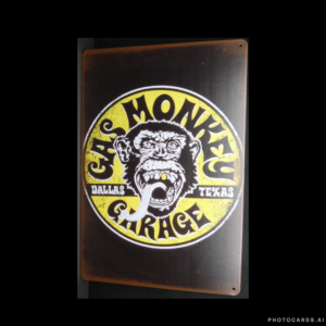 SC169 Yellow Round Gas Monkey Sign