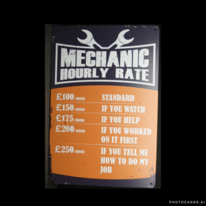 SC173 Mechanic Hourly Rate Sign