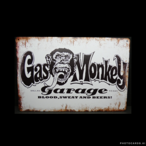SC235 White Gas Monkey Garage Tin Sign