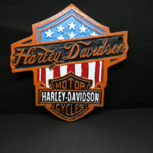 Harley Davidson US Flag Cast Iron Sign