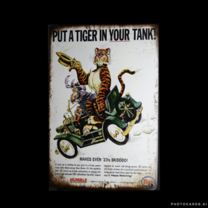 SC212 Tiger in Tank Green Car Tin Sign