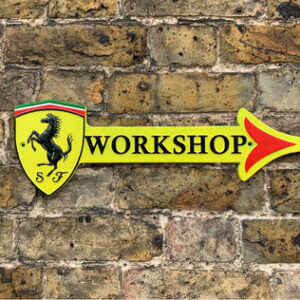 Ferrari Workshop Arrow Plaque - Yellow