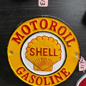 Motoroil Shell Gasoline Round Cast Iron Wall Plaque