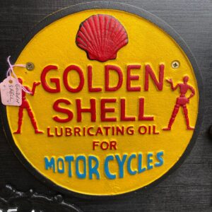 Golden Shell Motorcycles Cast Iron Sign